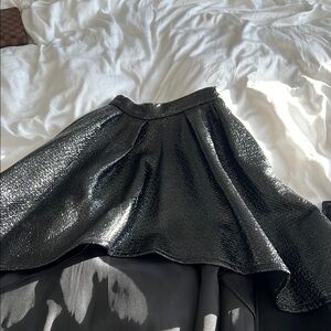 Black Sequin High-Low Skater Skirt